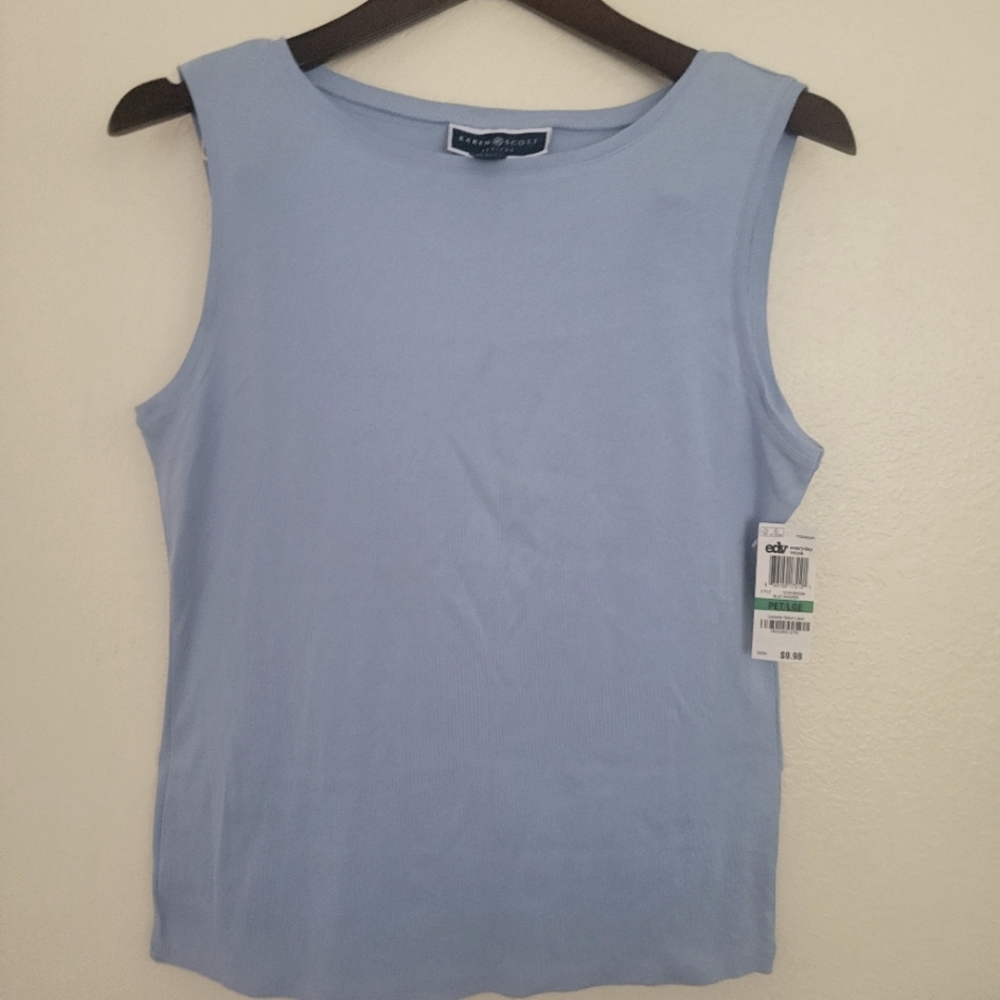 Karen Scott Blue Petite Sleeveless Top PL. NEW